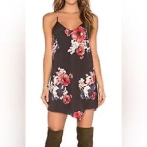 Free People Intimately Free Sz S Floral Black Slip Mini Dress
